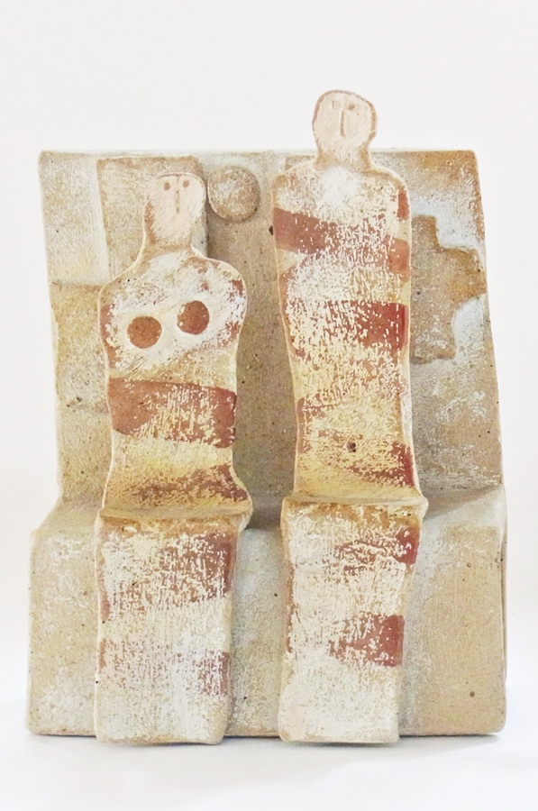 ARR

Ceramic sculpture by Maltby, depicting male and female stylised figures, with "M" monogram to