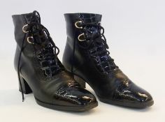 Pair vintage short lace-up boots, in original box