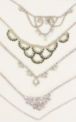 Five various diamante and paste vintage and later necklaces (1 bag)