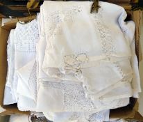 Large quantity of table linen, mats, sheets etc. (1 box)