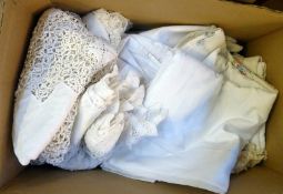 Large quantity of assorted table linen, sheets etc. (1 box)