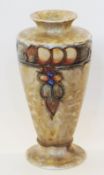 Cranston pottery vase, of shouldered and tapering form, with circular base, tubleline decoration,