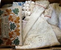 Edwardian lace blouse, and assorted pieces of lace etc. (1 box)