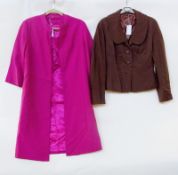A shocking pink crepe duster coat together with a 1940's brown wool jacket (2)
