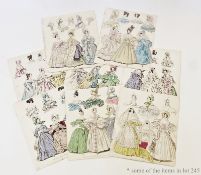 Forty four hand-coloured fashion prints, 1835 onwards