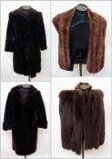 Three vintage fur coats and a fur stole  (4)