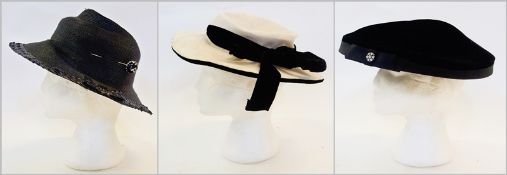 Three 1950s hats, and a hat pin (3)