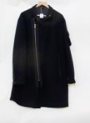 Gentleman's Kenzo black wool coat, (XL), with zip fastening
