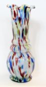 Large Murano glass vase with pie frilled edge, 34cm high together with six other glass items (7)