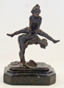 Small bronze figure group, signed "Barie", leapfrog after Renery