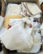 Large quantity of table linen, assorted mats etc. (1 box)