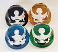 Set of four Baccarat paperweights, "The Princess Anne", "The Duke of Edinburgh", "The Prince of