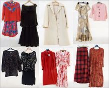 Various vintage garments including two Diane Fres dresses, a Frank Usher crepe bluson dress, Frank