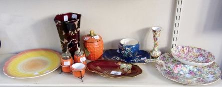 Quantity of decorative ceramics, to include Carltonware dish "Rouge Royale", Royal Winton trinket