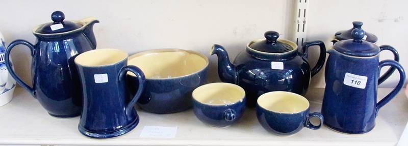 Quantity of Denby kitchenware, to include teapot, mugs, pan etc. (8 items)