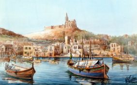 A pair of watercolours
Galia
"Typical Maltese farmhouse" & Maltese harbour scene 1974 (2)
signed and