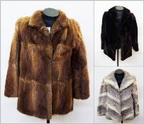 Three vintage furs including:- a white and grey rabbit fun fur