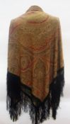 Twentieth century printed paisley shawl with black fringing