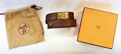 Hermes "Collier de Chien" brown leather Hermes dust bag and original box