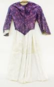 A Victorian bodice in purple damask, together with a Victorian petticoat with fine broderie anglaise