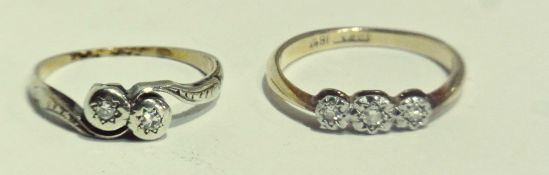 Two 18ct gold and platinum diamond set rings