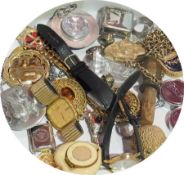 Quantity gilt costume jewellery, watches and other items (2 boxes)