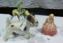 Royal Doulton figures "Rose", "Ascot" and a figure of a terrier (3)