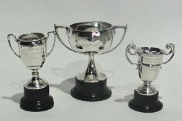 Three silver twin handled trophy cups various, Chorley Wood Golf Club 1937, 1939 and another 1939