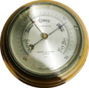 Negretti and Zambra aneroid barometer together with two engravings