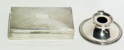 A rectangular silver cigarette box with engine turned cover, Birmingham 1938, 15.5cm long together