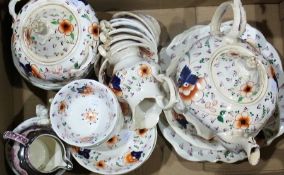 Victorian china tea service, floral decorated