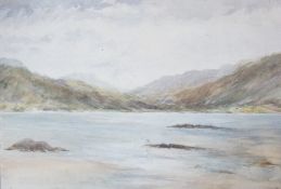 Watercolour drawing
J. Hiscock
River scene with willows, signed lower right, dated 1946, and
Two