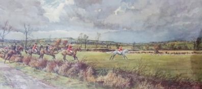 Colour print
After F. S. Stewart
Hunting scene, signed in pencil lower right in margin, with