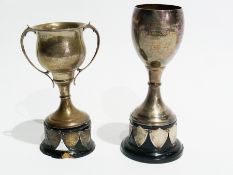 A George V silver twin-handled trophy cup, "St Marks Community Flower Show Annual Challenge Cup",