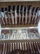 Canteen of wooden handled stainless steel table flatware, wine coaster, sundry boxed flatware and