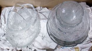Various cut glass and moulded glass fruit bowls, sweetmeat dishes etc. (1 box)