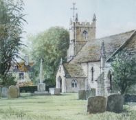 Watercolour drawing
F. E. Quinton
Broad Hinton church, signed lower left, dated 1988, and
Three