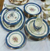 Booths pottery "Lowestoft Border" pattern part dinner service, including:- tureen, two sauceboats
