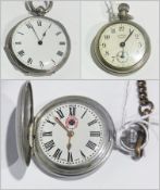 A late nineteenth century silver cased open face pocket watch, two other pocket watches and an