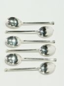 A set of six George VI silver coffee spoons, with seal tops, Birmingham 1947, 3ozs approximately