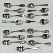 A set of six George IV silver fiddle pattern tablespoons, London 1822 together with a pair of