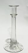 Georgian glass candlestick (af), in the shape of a Corinthian column, 27cm high