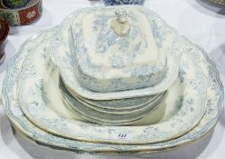 Quantity of blue and white transfer printed meat dishes, plates etc.
