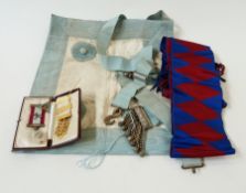 Quantity of Masonic memorabilia to include:- sashes, medal, leather satchel for Bro. W.S. Dale,