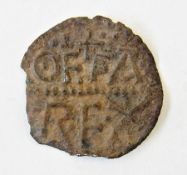 Offa, King of Mercia (757-796), light coinage penny, moneyer Dud, obverse, OFFA REX, reverse X//