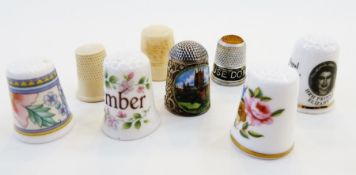 Enamelled silver thimble, decorated with Worcester cathedral and portrait of Elgar, hallmarked