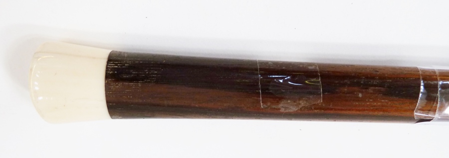 Rosewood walking cane, with ivory finial