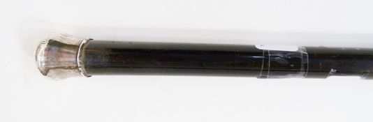 Wooden walking cane, with silver top finial, marked "Birmingham"