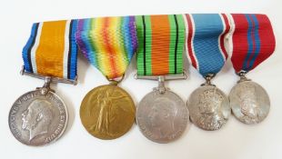 WW1 and WWII group of five medals. WW1 War and Victory medals named to:- "A-342368 A.C. Pl. A.F.