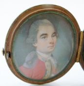 18th century miniature of an officer of the 15th Regiment of Foot, c1780. Painted on Ivory within